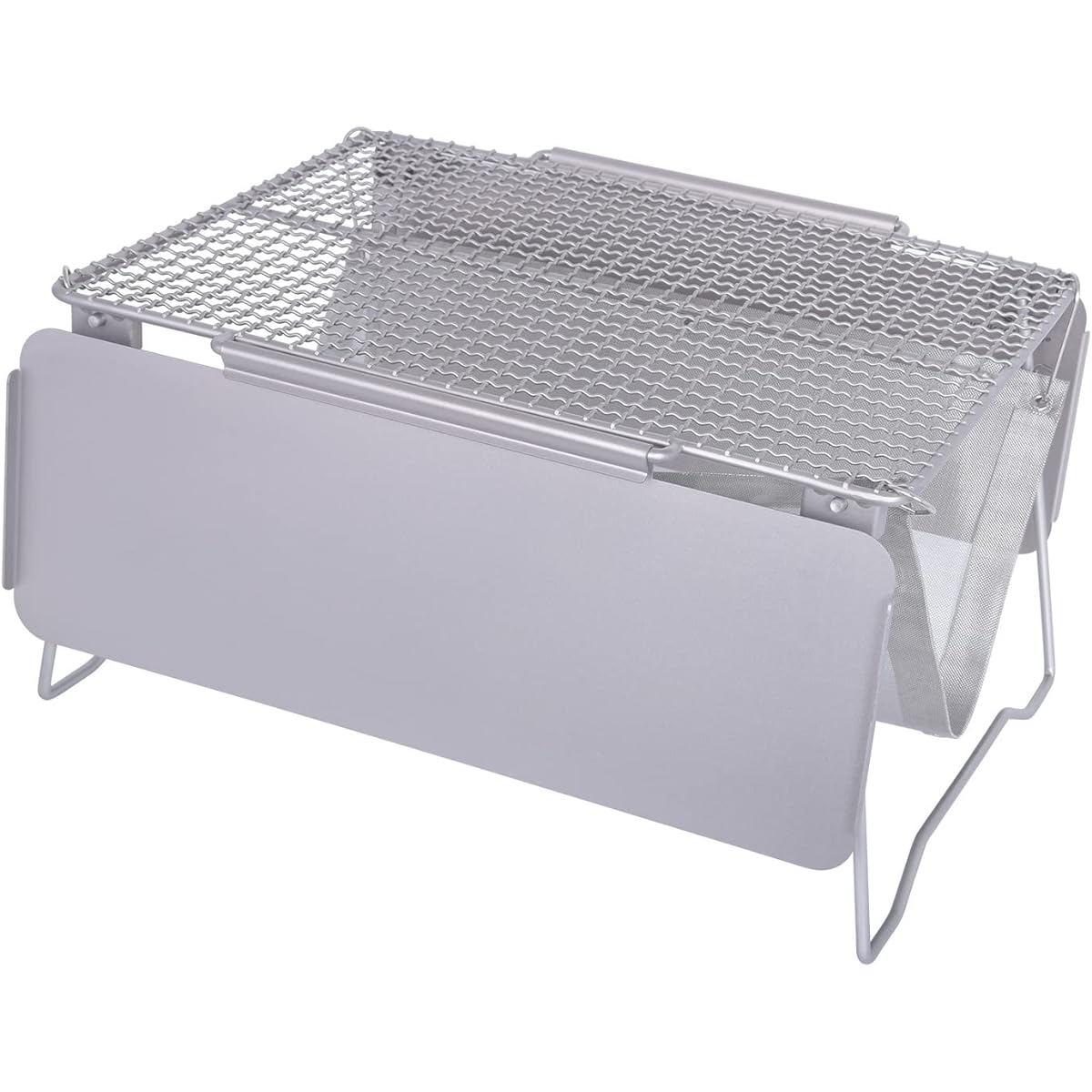 Boundless Voyage Titanium Grill Barbecue Net Table Bonfire Barbecue Grill Camping Low Table Titanium Lightweight Sturdy Folding Side Table Trivet Multi-purpose Cooking Iron Plate Net Outdoor Camping Equipment Storage Bag IncludedTi2029C
