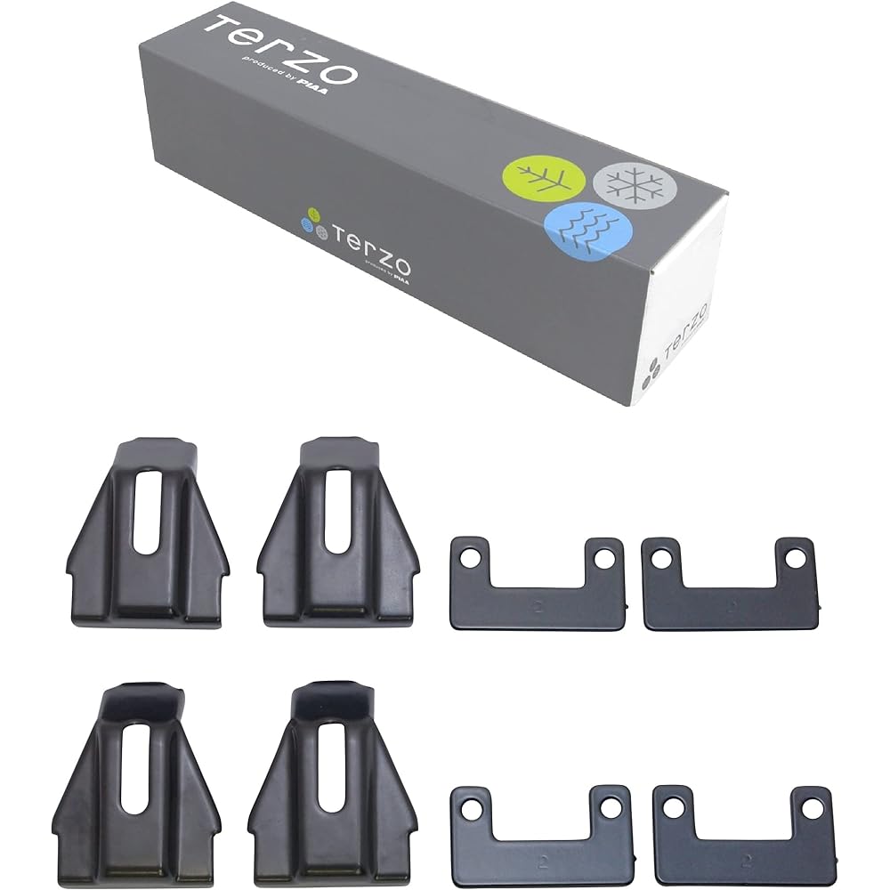 Terzo (by PIAA) Roof Carrier Base Carrier Mounting Holder Set by Car Model 4 Pieces Direct Roof Rail Type Black for Aero Bars [Lexus RX NX LX Mercedes Benz C Class Wagon and Others] SR2 SR2