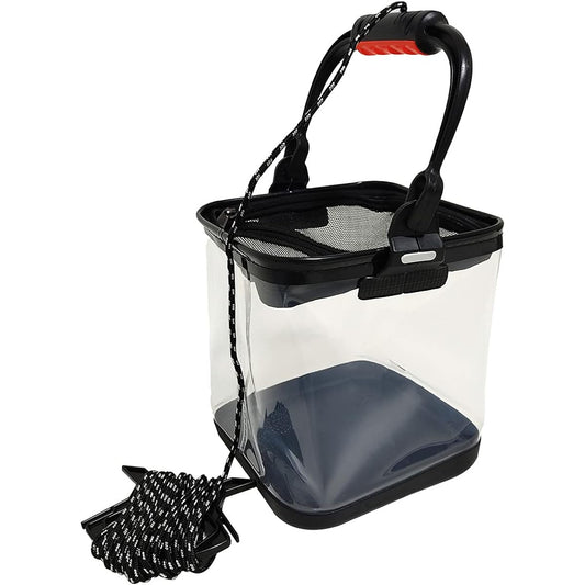 Orrudo Fishing Gear Folding Bucket for Fishing "Mierdo A" Observation Bucket Water Collection Compact Lightweight Transparent with Rope (20cm) qb500130a01n0