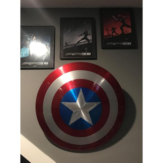 THOR INSTRUMENTS Captain America Shield 22" Mild Steel Captain America Round Shield Leather Grip Wall Decor Shield Rust-Free Metal Gift Item
