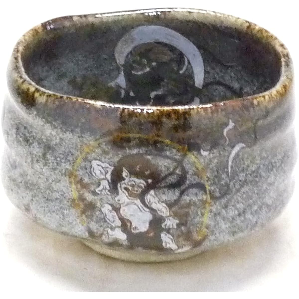 Kutani ware [Matcha bowl] Fujin Raijin pottery