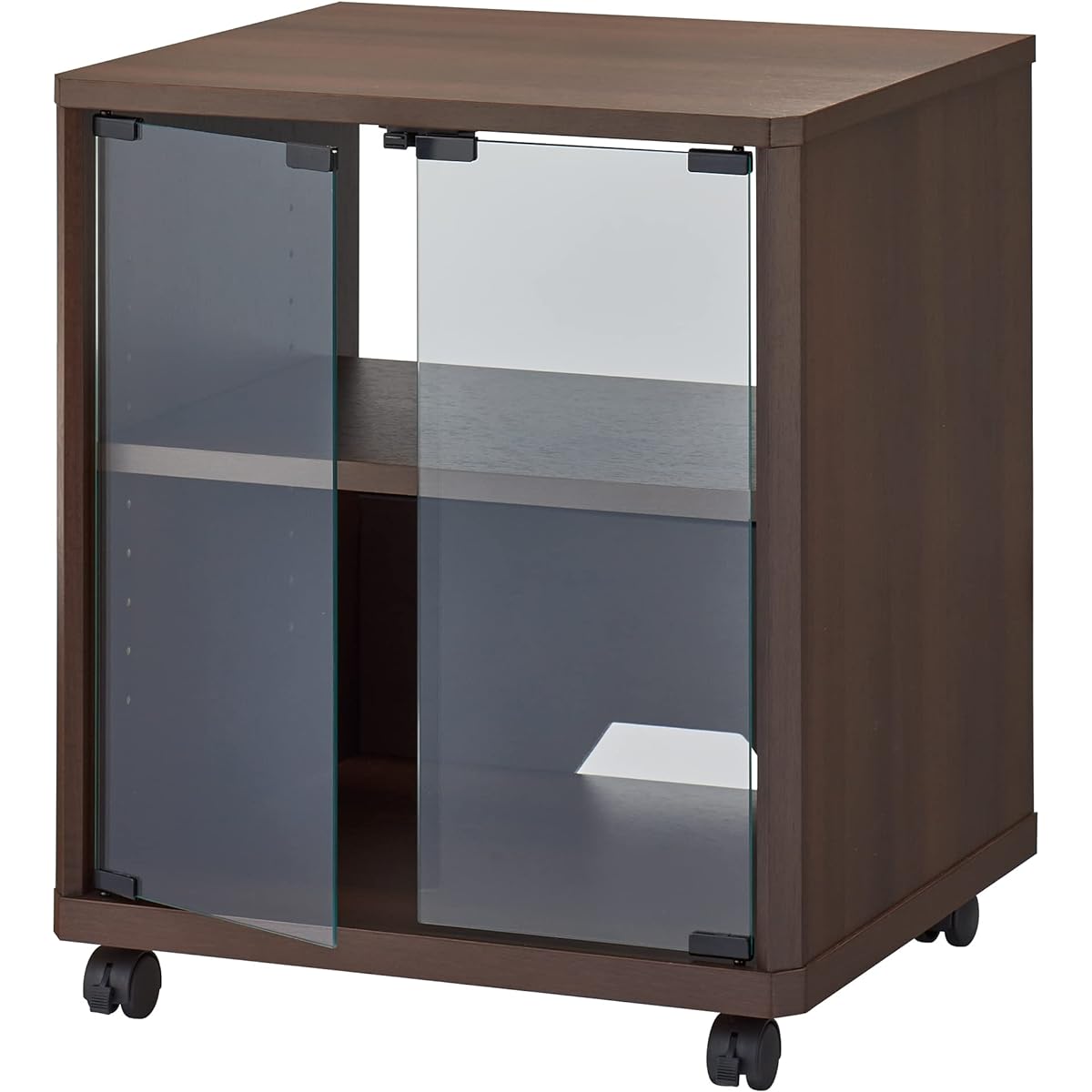Hayami Kosan Audio Rack with Glass Door, 1 Shelf Included, with Casters, Brown ES-523