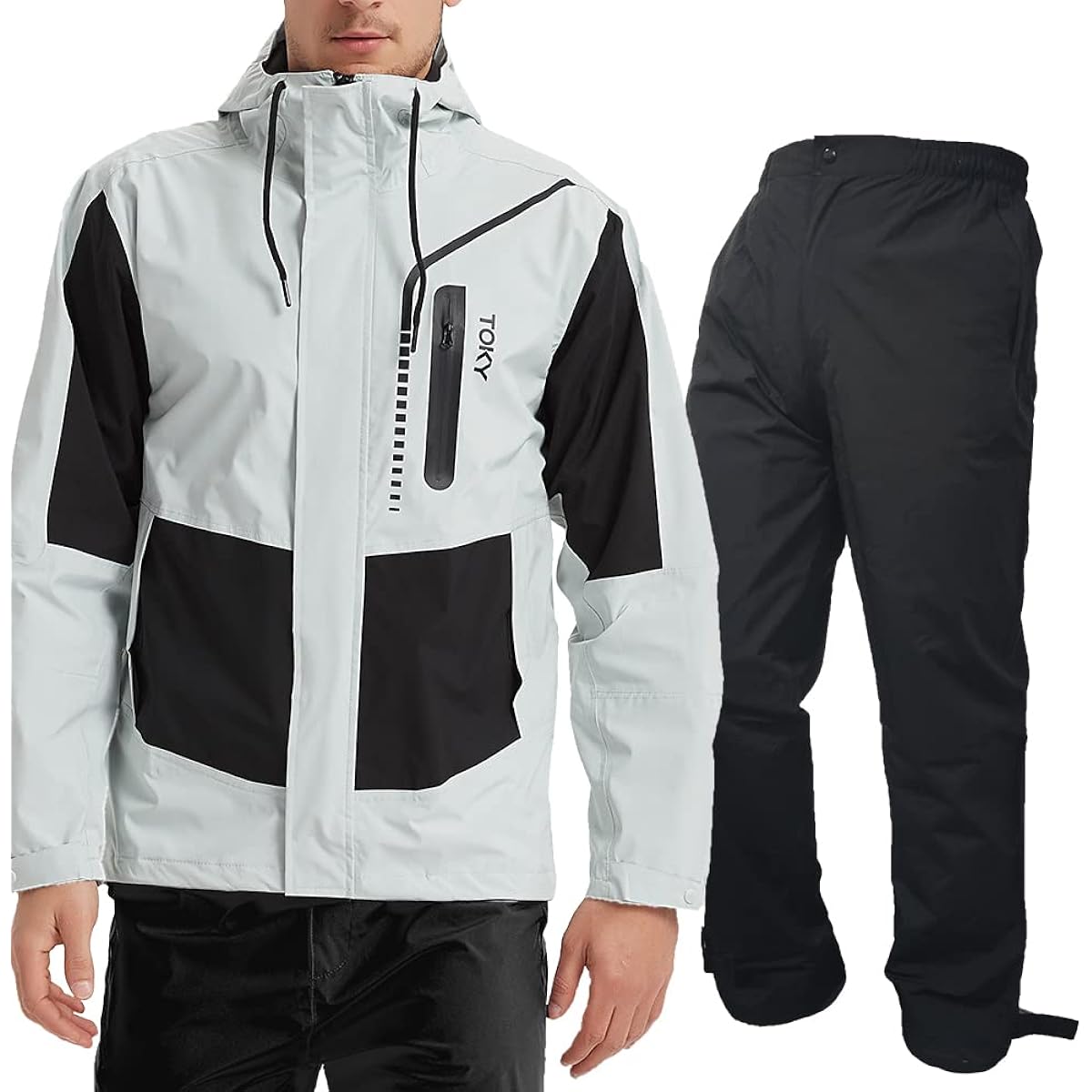 [Arashiyama] Rainwear, Rain Suit, Top and Bottom Set, Men's [Waterproof, Windproof, Lightweight, Includes Reflective Sheet] Golf Rainwear, Windbreaker, Kappa, Bike Rain Jacket, Outdoor Sports, Mountain Parka, Hiking, Fall/Winter, Unisex, Typhoon Protecti