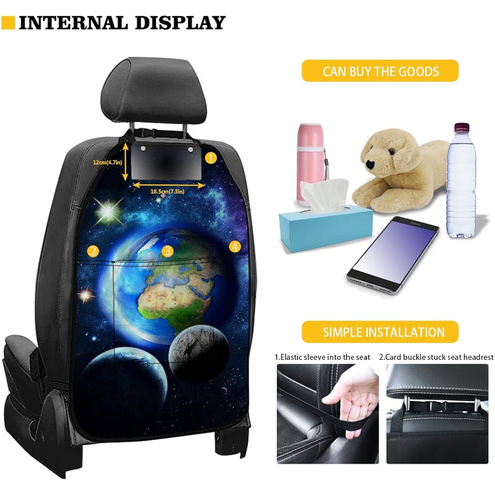 BELIDOME Dolphin Baby Pattern Car Seat Back Kick Protector Children's Non -Children Durable Organizer Pocket 2