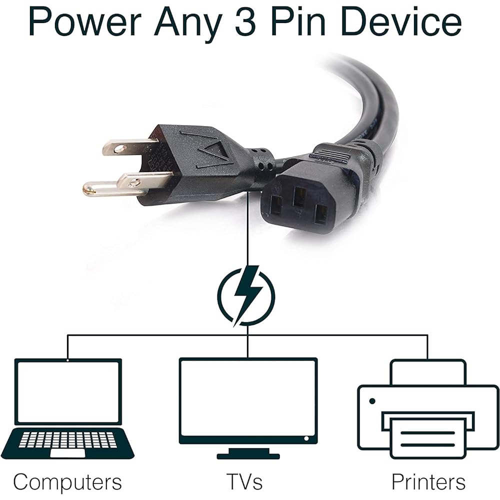 03129 3 'Universal Power Cord IEC320 °C13 to nema 5 – 15P to go Cable