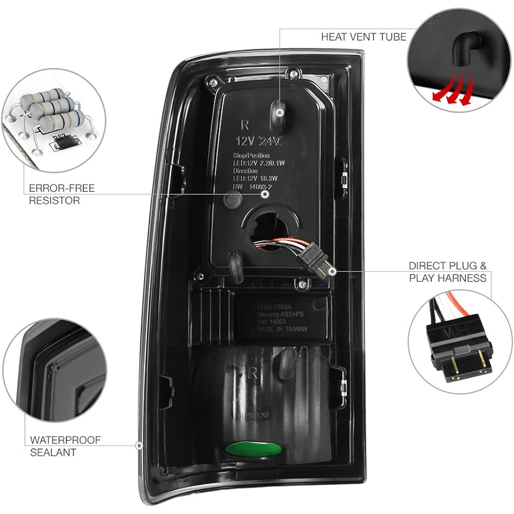 VIPMOTOZ 2009- 2018 DODGE RAM 1500 2500 3500 Compatible with the White Model OLED Neon Tube LED Tail Brake Light Brake Light Howjin Grand Pass Assembly Driver and Pair for the Leisur