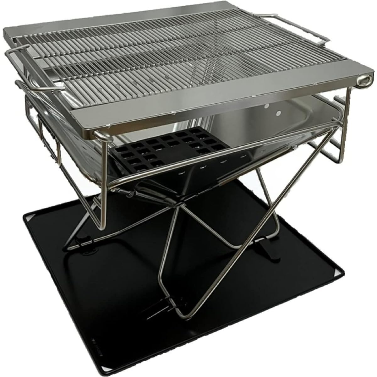 Bonfire stand, grill stand, 5 height adjustable BBQ grill, portable barbecue stove, foldable, carry bag included