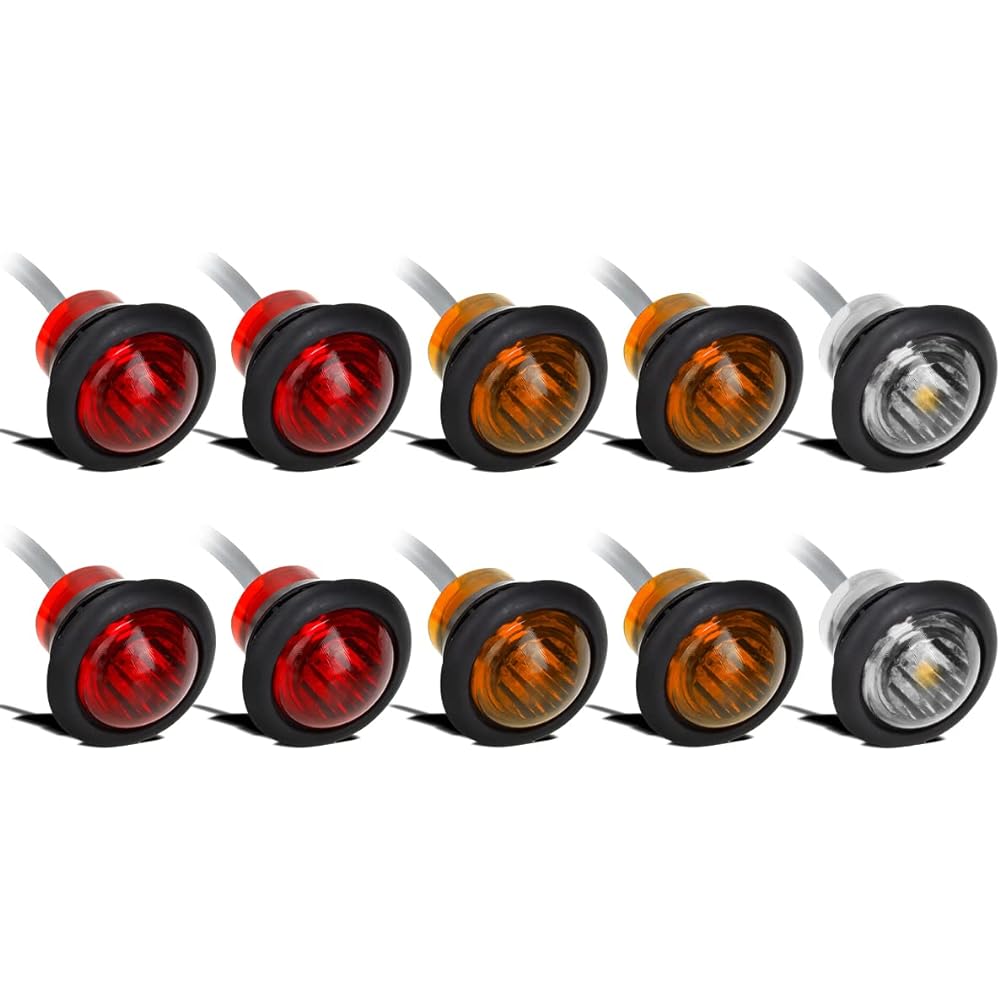 Partsam Universal UTV ATV LED Turn Signal Light Kit Street Legal 8pcs Front Rear 3/4" LED Lights & 2pcs 3/4" Clear White LED Lights Interior Turn Signal Indicator/Overhead Map Light