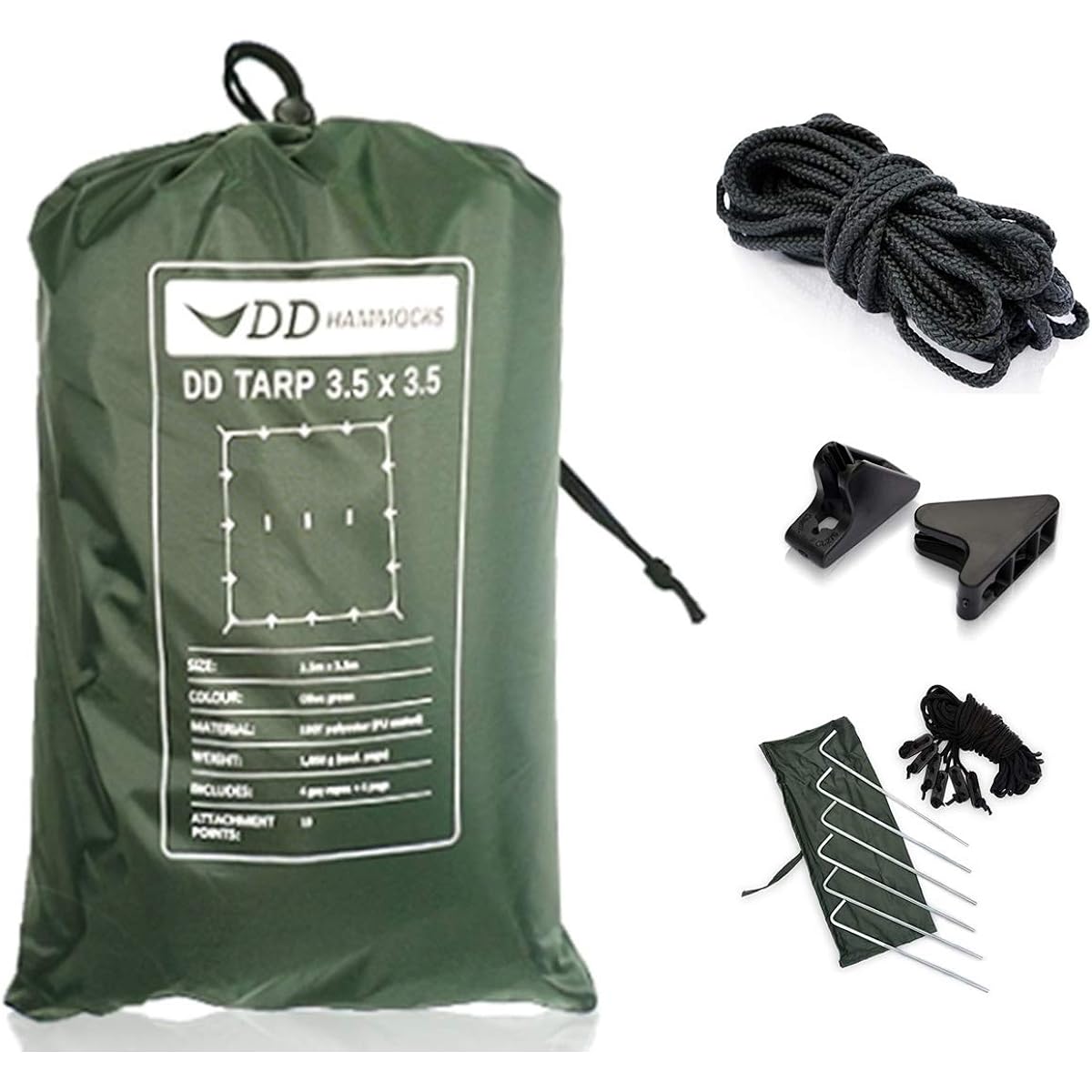 DD Hammocks Tarp Square 3.5x3.5 Olive Green [Parallel Import]