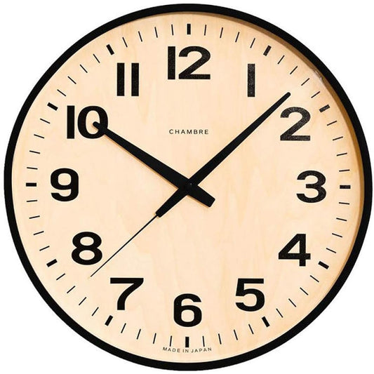 Interzero CHAMBRE PLYWOOD BLACK radio clock BLACK CH-038BK φ304×d50mm
