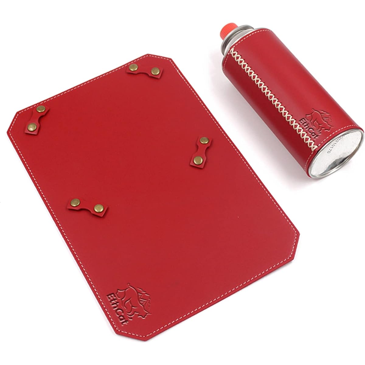 EthCat CB Can Cover Gas Can Cover Gas Tank Protective Case Gas Cylinder Leather Cover Fuel Cylinder Storage Bag Cartridge Protector Stylish Outdoor Camping Equipment Cover/Mat Set (Red)