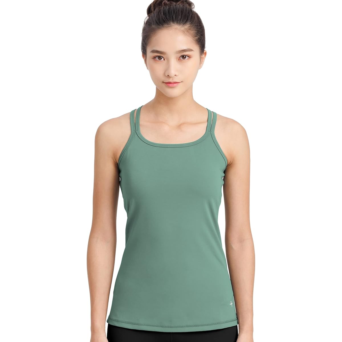 [Loopa] Double Strap Camisole with Cup Yoga Wear Hot Yoga Fitness Sports Absorbent Quick Drying Deodorizing UV Protection Stretch