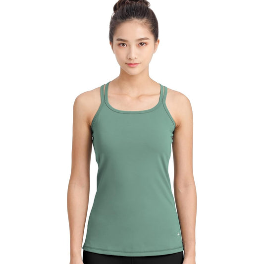 [Loopa] Double Strap Camisole with Cup Yoga Wear Hot Yoga Fitness Sports Absorbent Quick Drying Deodorizing UV Protection Stretch