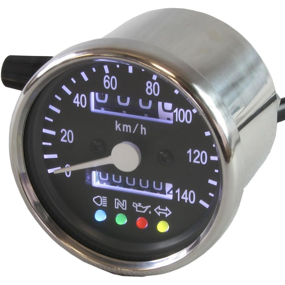 Rise Corporation Motorcycle Speedometer with LED Backlight Function 140km/h Mechanical 60 Pi Black T07Z9990007BK