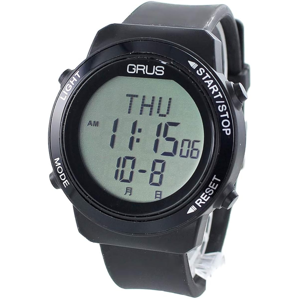 [Grus] GRUS Walking Watch, Pedometer, Step Meter, Easy Operation, Health Goods, Men's, Women's, Unisex, Watch [Domestic Genuine Product] (GRS001-02/Black)