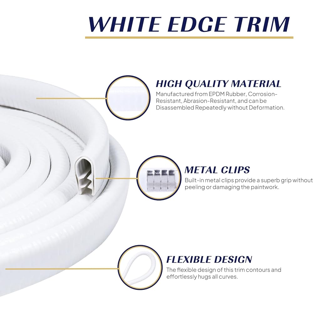 Edge Trim U Channel Rubbertrim 1/2 inch x 3/8 inch -Fit Card Aedge Seal Steel with Fit Card Aedge Seal Steel with Fit Card Aedge Seal Steel with Fit Card Aedge Seal Steel Dear Edge Metal Edge Protector (White/12 Feet)