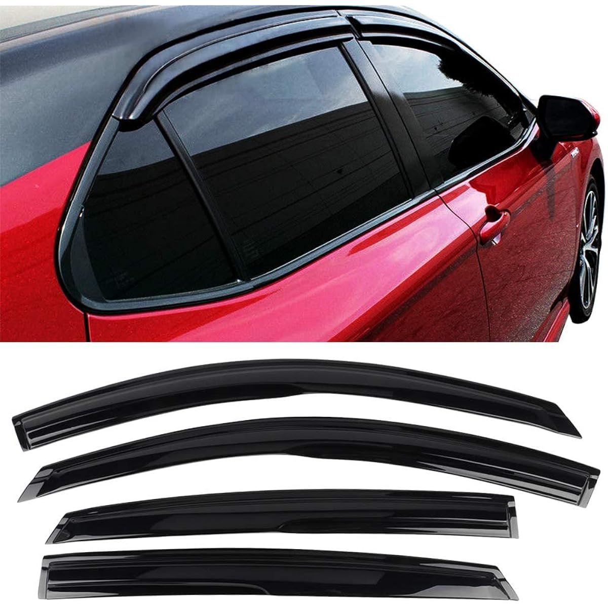IKON MOTORSPORTS 2018-2024 Compatible with TOYOTA CAMRY Acrylic Unpainted Airline Flector Sunrain Guard 4 Peace 2019 2020