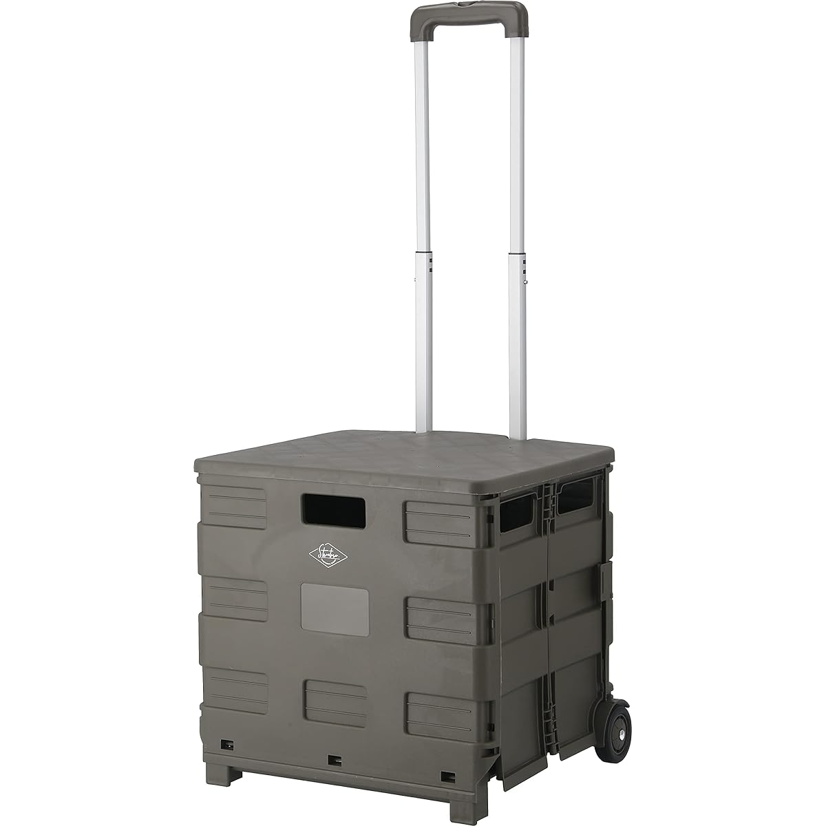 Fuji Boeki Carry Cart Folding Shopping Cart Width 45 x Depth 38 x Height 99cm Khaki Outdoor Compact with Lid Load Capacity 30kg 86442