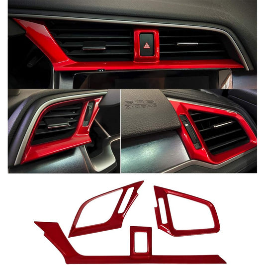 GZXINWEI Red Dashboard Air Vent Cover Trim Interior Frame Panel Sticker Honda 10th GEN CIVIC 2016 2017 2019 2019 2020 2021