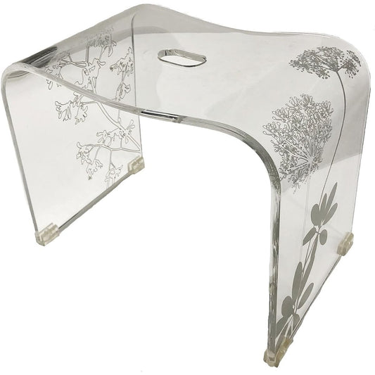 Senko Sarina 2 bath chair, bath chair, height approx. 30cm, clear, plant pattern on transparent clear ground, methacrylic resin, modern 60435