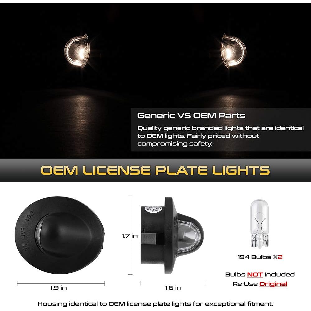 VIPMOTOZ OE Style License Plate Light Tag Lamp Housing Assembly replacement Ford F150 F250 F350 Super Duty Ranger Pickup Track Explorer Bronco Expedic Expedition