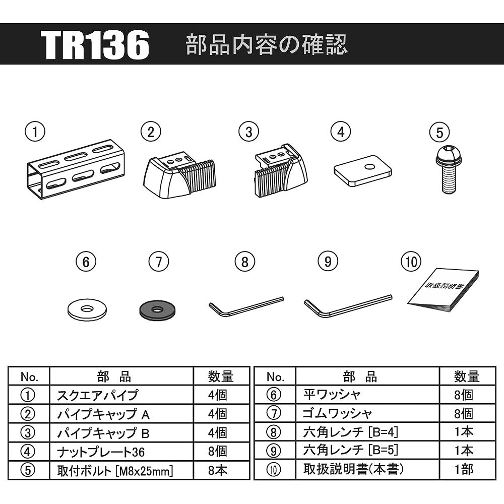 Carmate roof carrier inno basic mounting hook Nissan NV350 Caravan (H.24-) and others black TR136