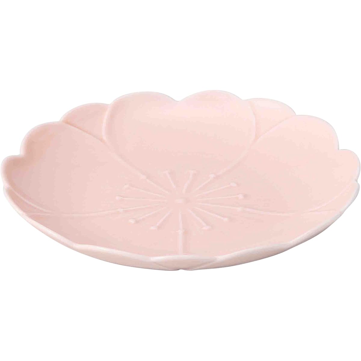 Hasamiyaki Sakura-shaped serving plate, diameter 16cm, pink glaze, set of 3 12096