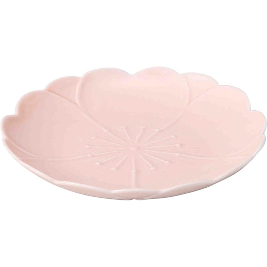 Hasamiyaki Sakura-shaped serving plate, diameter 16cm, pink glaze, set of 3 12096