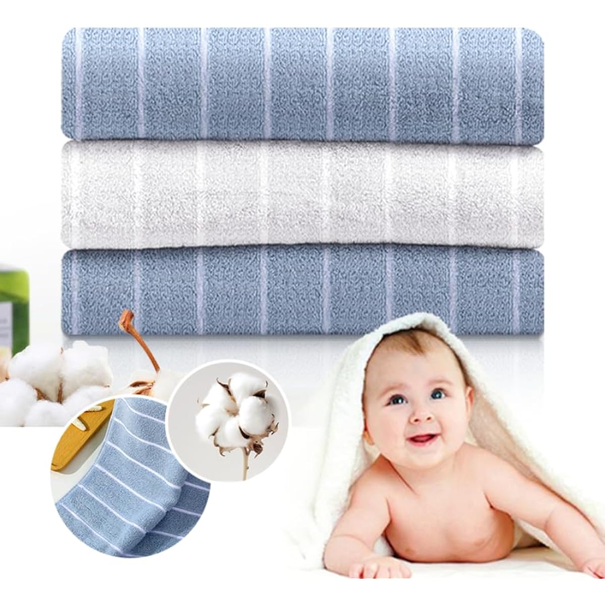 kaziO Towel Face Towel, 6 Pieces, 3 Pieces: Beige, 3 Pieces: Light Gray, Antibacterial and Odor Resistant, Home Use, 74x34cm, Ideal for Hotels, Sports, etc.
