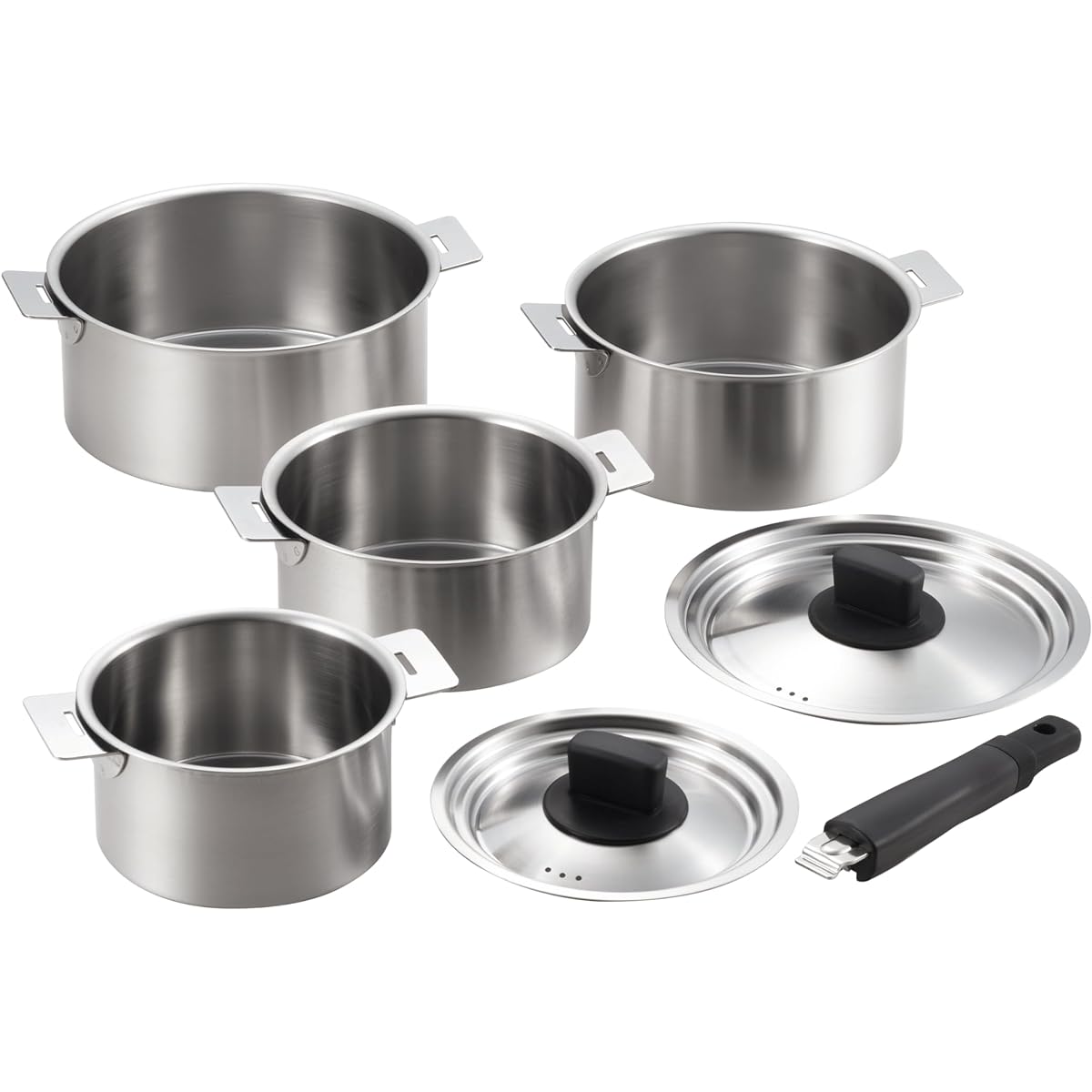 Maruyama Giken Soen SOUEN Made in Japan IH compatible, detachable handle, 4-piece pot set (14, 16, 18, 20cm) SE-28