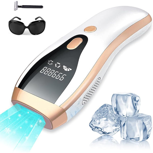 Amdeer 2024 Advanced Edition IPL Cooling Epilator, 990,000 Irradiation, Household Epilator, 5 Adjustable Levels, Automatic Continuous Irradiation, Light Epilator, Vio Compatible, Full Body Hair