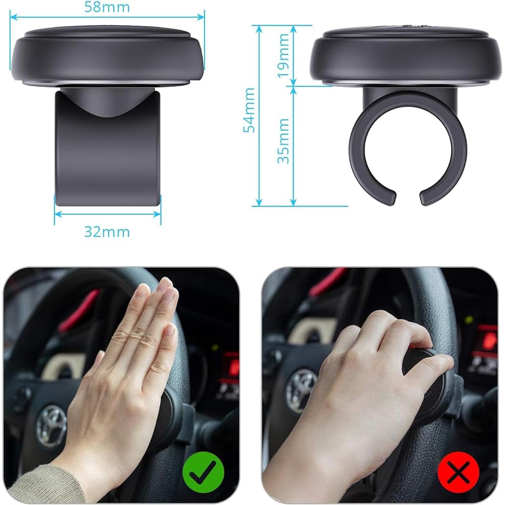 Automuko Steering wheel spinner Silicon power handle steering wheel knob Easy mounting tool No required black