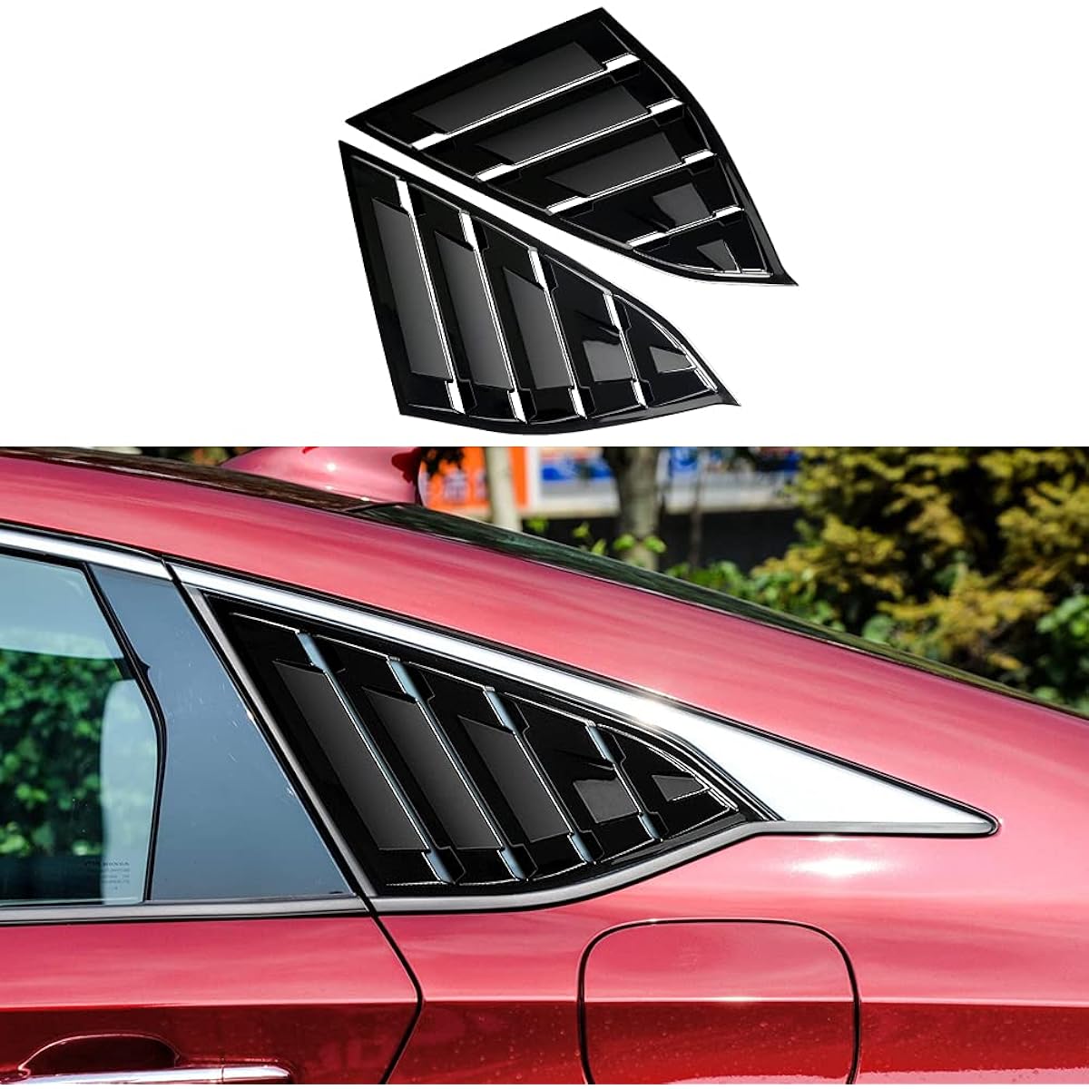 DLOVEG Rear Side Wind Wrever Honda Accord 2022 2020 2019 2018 Accessory Sports Style Air Vent Cover (Bright Black)