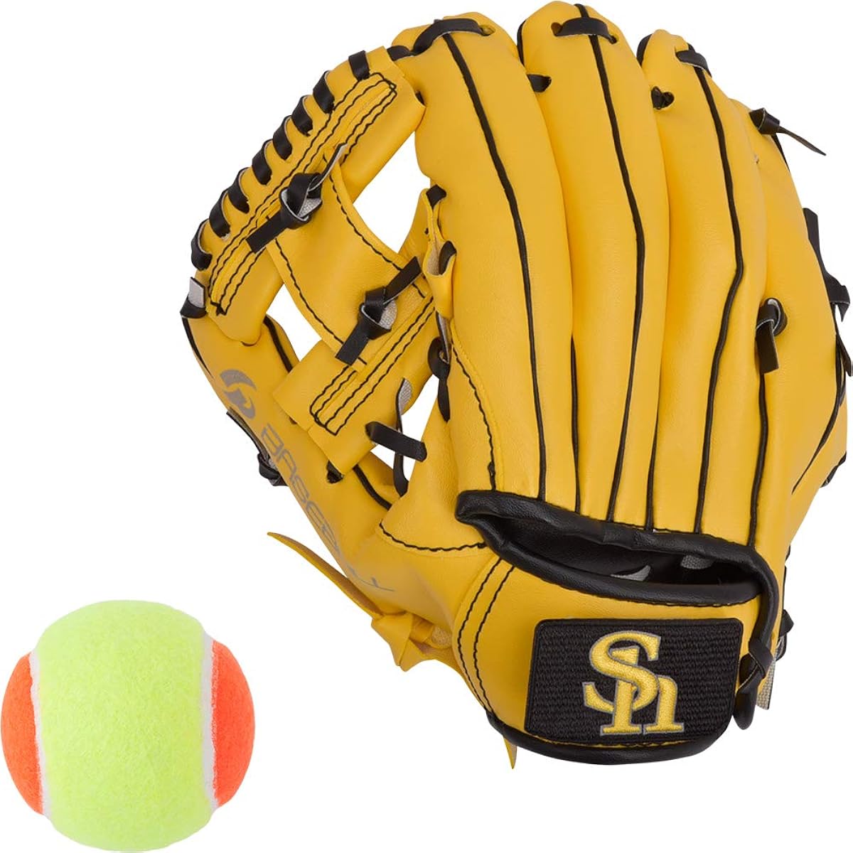 Fukuoka Softbank Hawks x GP Baseball Infant Glove Magic Catch 8 Inch Soft Ball Included [Black/Yellow] [Right Throw/Left Throw]