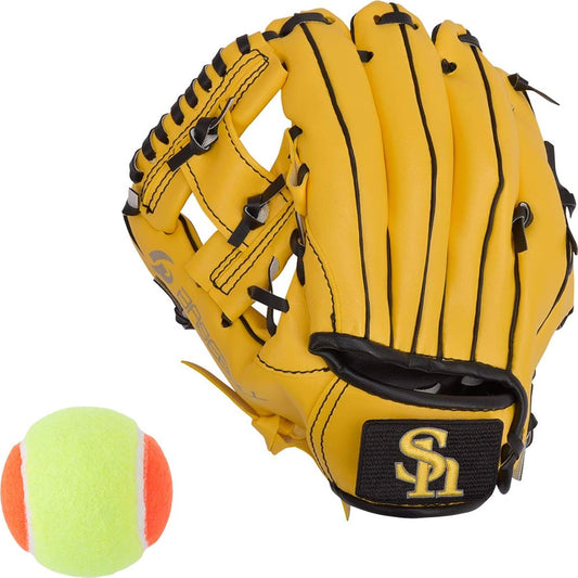 Fukuoka Softbank Hawks x GP Baseball Infant Glove Magic Catch 8 Inch Soft Ball Included [Black/Yellow] [Right Throw/Left Throw]