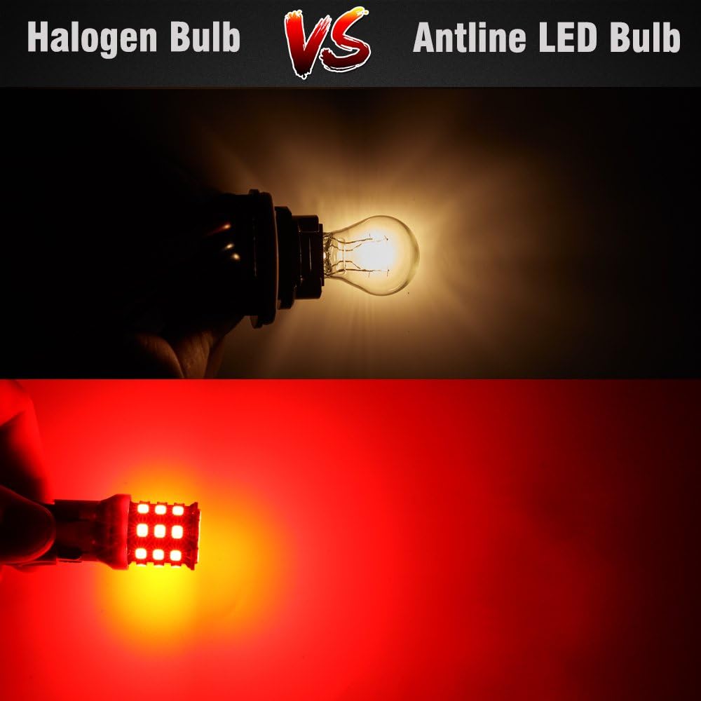 Antline 1157 2057 2357 7528 BAY15D LED bulb Brilliant Red 12-24V Super Rumin 800 Lumen Tail Brake Light Winker Light Parking Light (4 packs)