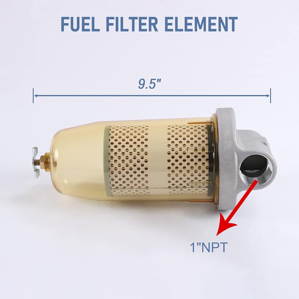 DICMIC 496 fuel tank filter with assembly wrench with gasoline and diesel water separate 30 microns up to 25 GPM 150 PSI 1 inch NPT top cap replacement# B10-al