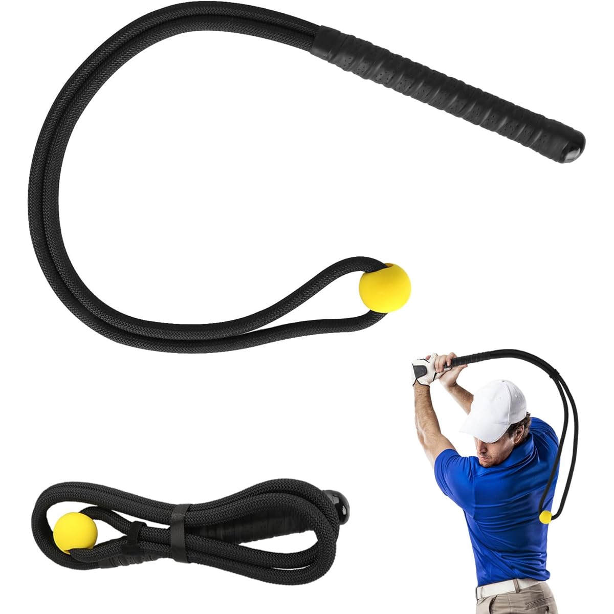 Feestars Golf Swing Practice Rope, Swing Trainer, Golf Swing Practice Equipment, Golf Warm-up Equipment, Golf Swing Practice Swing, Strengthening Practice, Indoor Practice, Unisex, Storage Bag Included