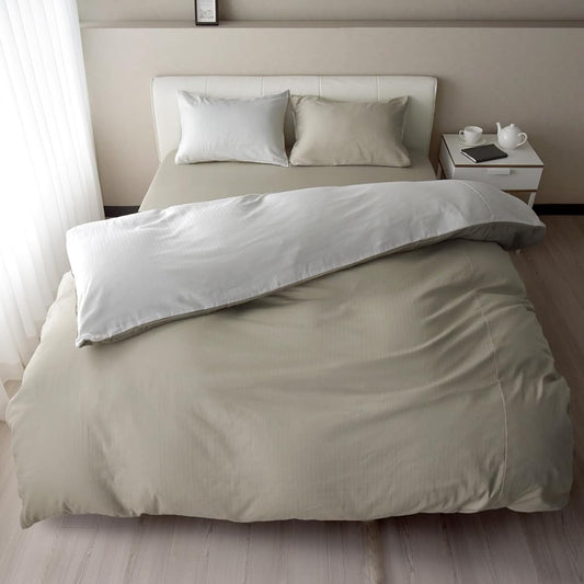 Sleep Tailor Japanese-bleached Double Gauze Duvet Cover, Queen, Made in Japan, 100% Cotton, Recommended by the Atopic Association, Oeko-Tex, Skin-friendly, Scandinavian, Stylish, Throw Cover, Duvet Cover, Japanese-bleached Double Gauze (Queen, Greige Lat