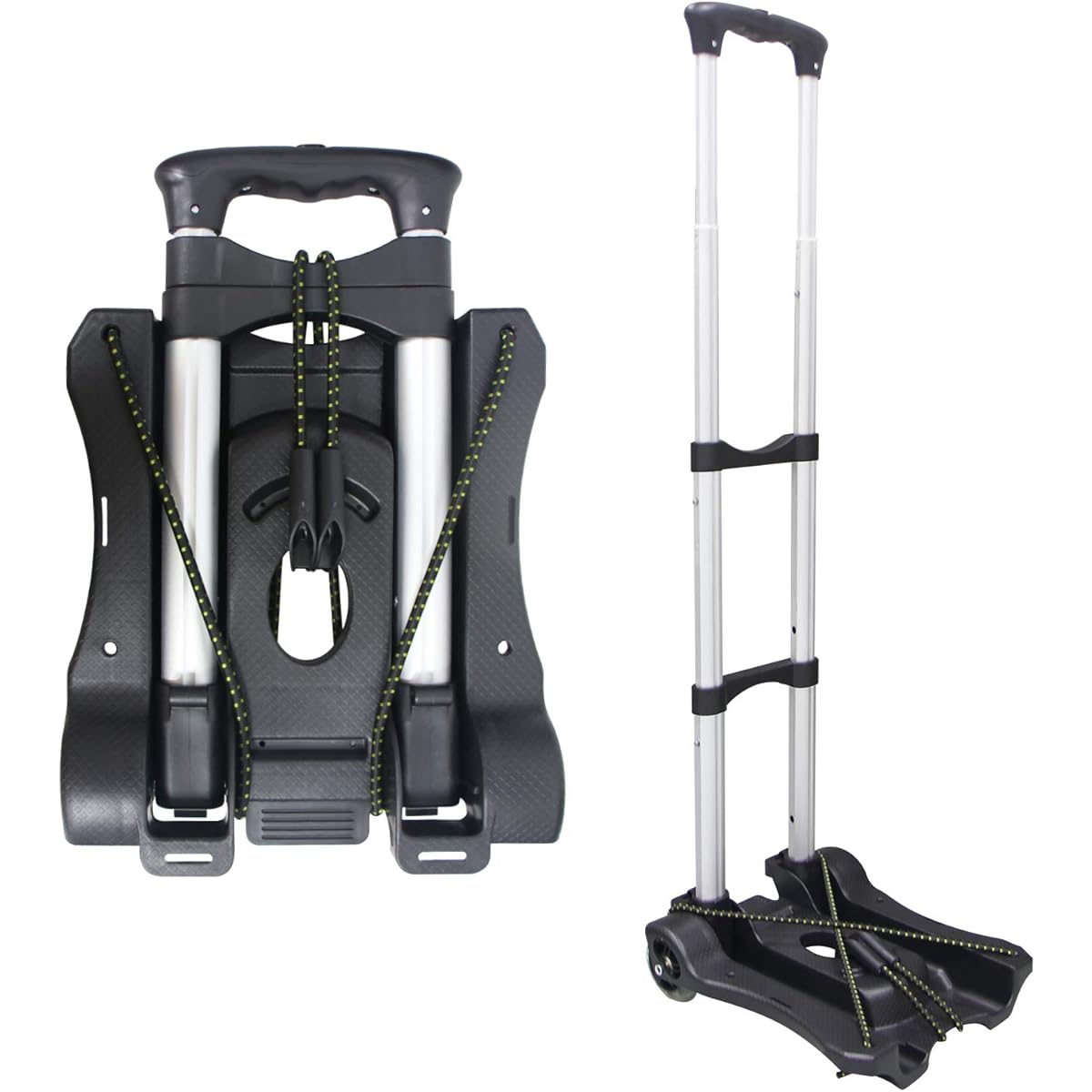 Sutekus Folding Lightweight Carry Cart Load Capacity 50Kg with Fixed Rope Super Wide (Black)