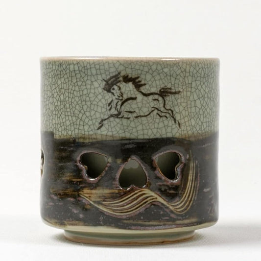 Ohori Soma ware Matsunaga kiln double teacup (3.0 inch)