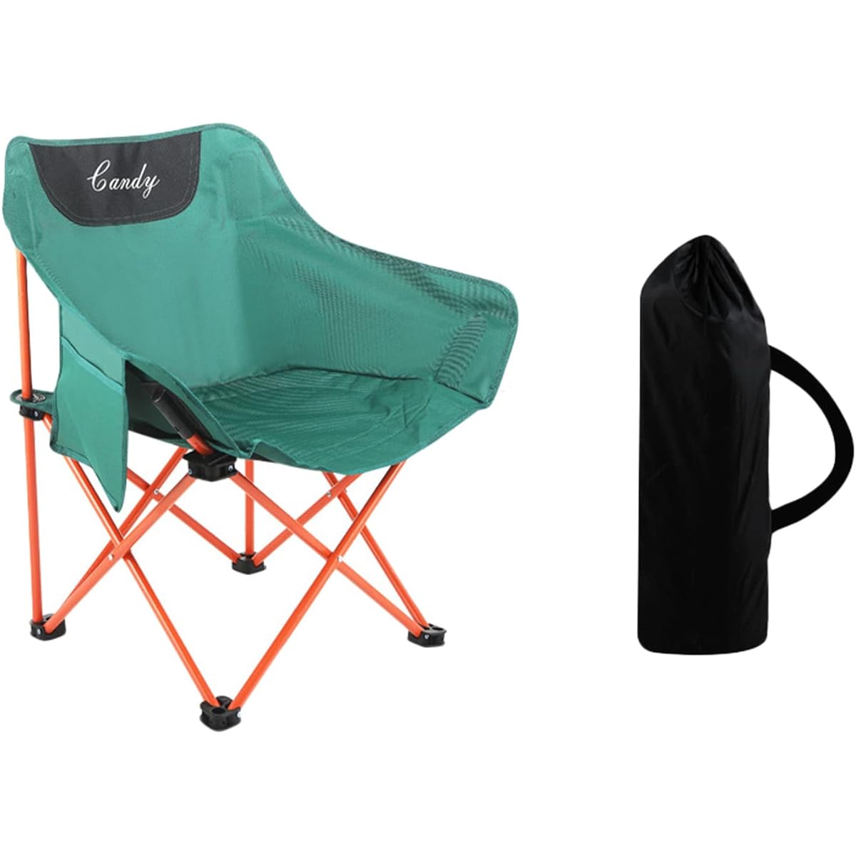 lucky lemon Outdoor Chair, Folding Chair, Lounge Chair, Storage Bag Included, Portable, Ultra Light, Compact, Opens/Closes in 1 Second, Camping Equipment, Fishing, Barbecue (Green)