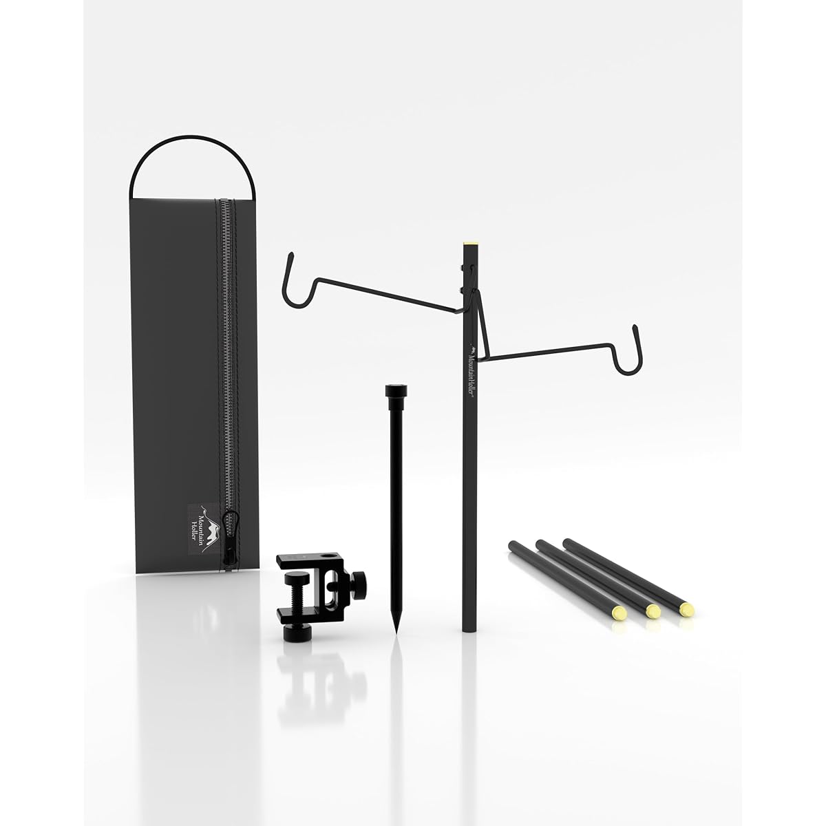 MountainHoller (Supervised by Bushcraft Advisor) Lantern Stand, 2WAY, Luxury Case, Lantern Pole, Lightweight, Comes with 2 Lantern Hangers, Drive-in Type, Clamp Type