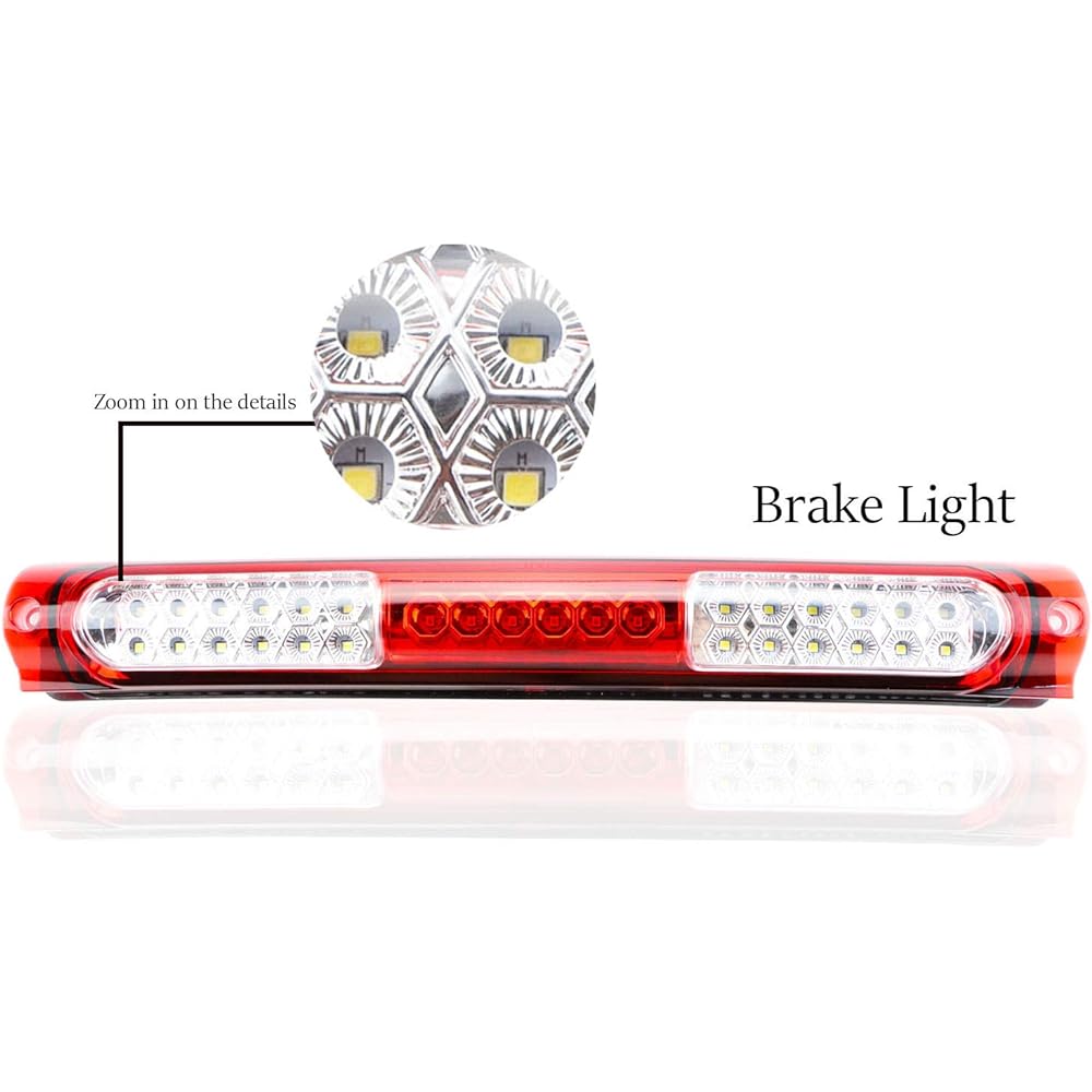 1997-2003 Ford F150/2004 Heritage LED Third Brake High Mount Lit Cargo Light Stop Lamp (Red)