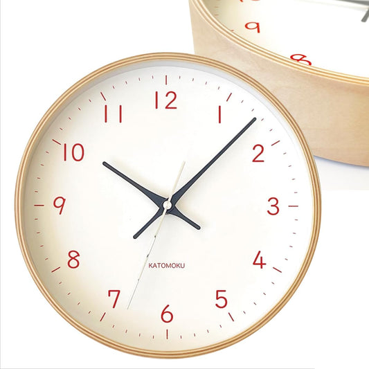 KATOMOKU plywood clock 22 radio clock orange sweep (continuous second hand) km-121ORRC φ252mm (orange)