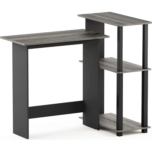 Furinno Computer Desk Abbott French Oak Gray/Black with Corner Bookshelf [Regular Japanese Import]