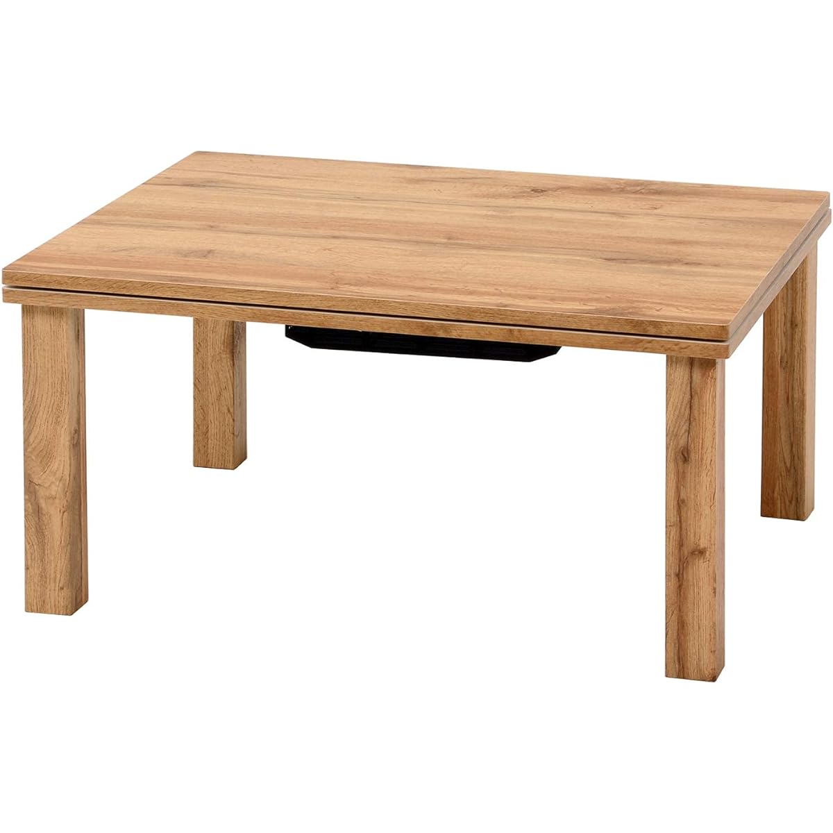 Hagiwara Kotatsu Kotatsu Table Center Table Casual Single Person Compact [Realistic Wood Grain Top] Rectangular Wood Look Vintage Depth 60 x Width 75 x Height 37 Natural Cartes 7560