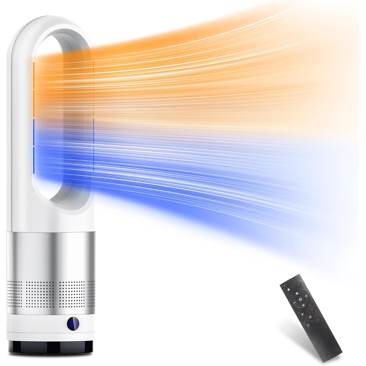 [For Both Air Conditioning and Cooling / Bladeless Type] Ceramic Heater Feather Free Heater Energy Saving Electric Fan Heater 100° Neck Swing 3 Levels & 8 Level Air Blower Switching 9H Timer Ceramic