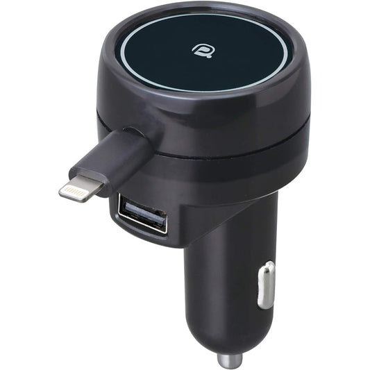 SEIWA Car Supplies Smartphone Charger Car Charger Lightning Cable 1 USB Port TYPE-A AL358 Reel Charger Compatible with C12/24V Cars Output 2.4A+2.4A Simultaneously Charging 2 Devices Rewind Type 0.5m