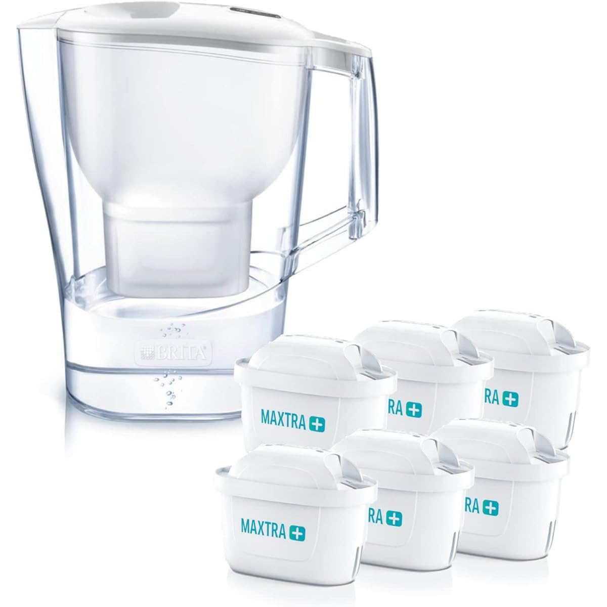 Brita Water Purifier Pot Aluna XL White Filtered Water Capacity 1.75L Total Capacity 3.5L Maxtra Plus Cartridge Set of 6 [Genuine Japanese Product]